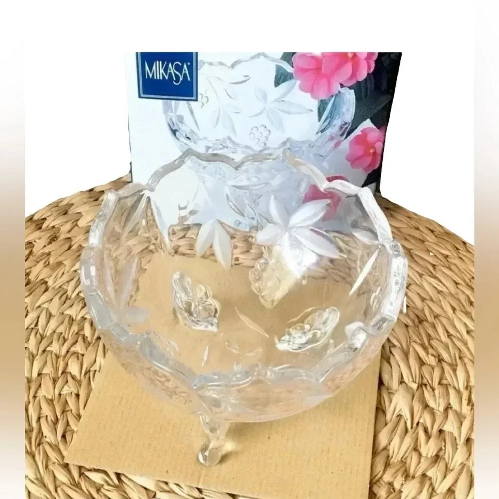 NEW Mikasa Crystal Garden Terrace Footed Bowl Candy Dish